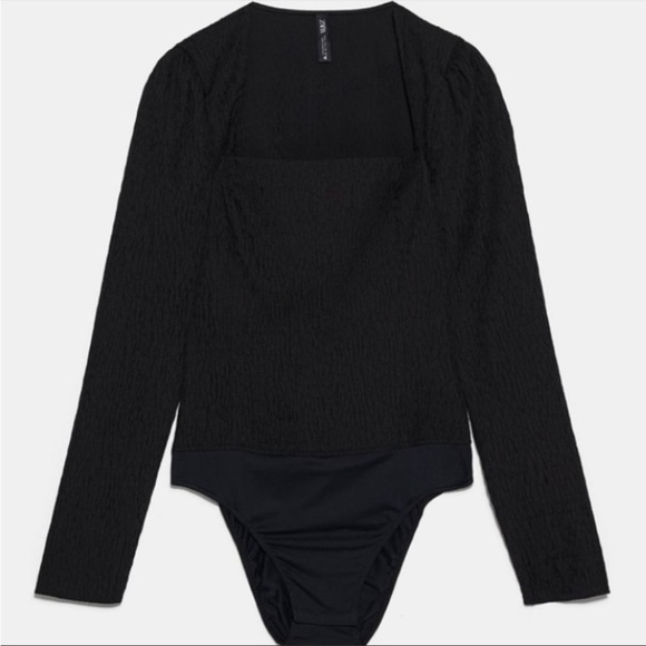 Nwt Zara Black Textured Bodysuit - S - Picture 3 of 11